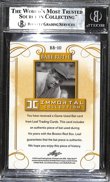 2017 Leaf Babe Ruth Immortal Collection - Babe Ruth Boston Red Sox Game-Used Bat Relic - Gold Spectrum Version #1/5 Graded BGS 9 (Includes an authentic game-used piece of Babe's bat from his time...