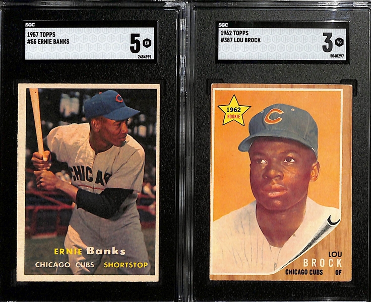 Lot of (4) 1949-1962 SGC Graded Baseball Cards w. 1957 Topps Ernie Banks SGC 5