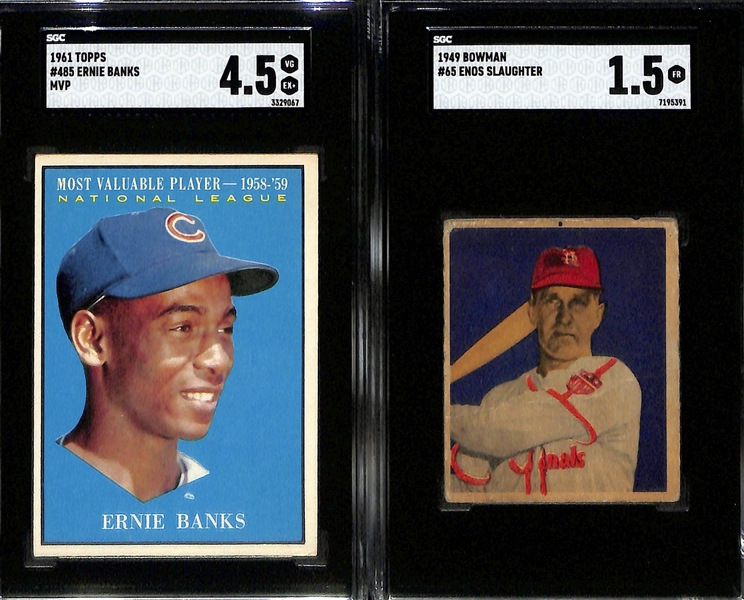 Lot of (4) 1949-1962 SGC Graded Baseball Cards w. 1957 Topps Ernie Banks SGC 5