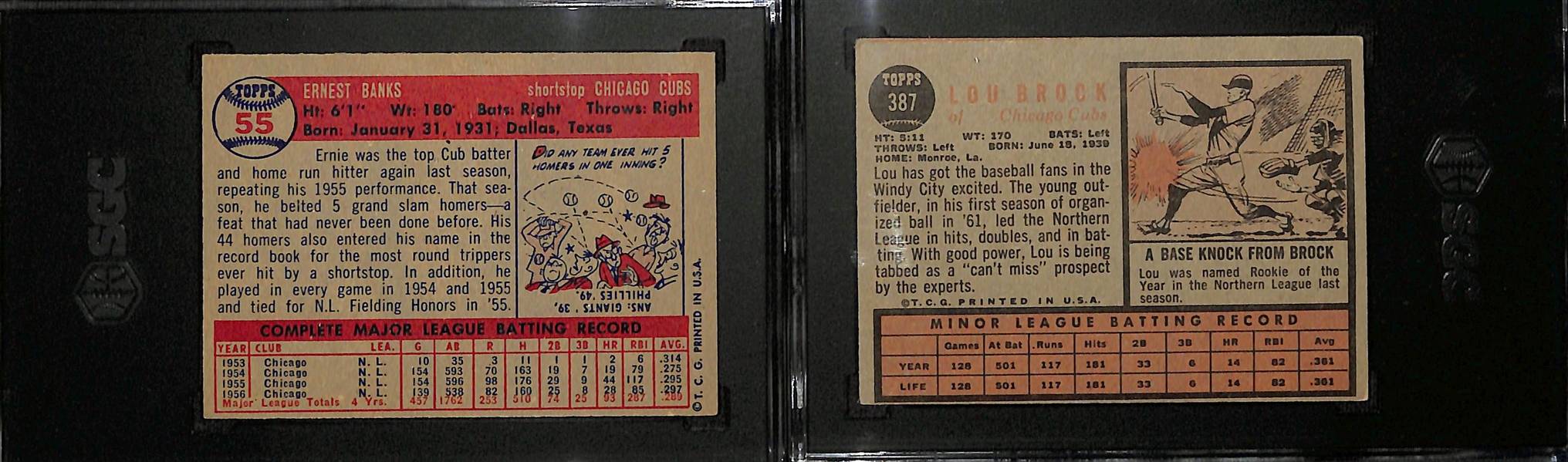 Lot of (4) 1949-1962 SGC Graded Baseball Cards w. 1957 Topps Ernie Banks SGC 5