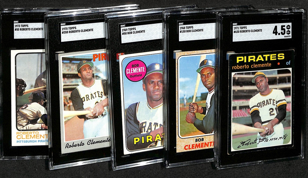 Lot of (5) Topps SGC Graded Roberto Clemente Cards w. 1971 Topps #630 SGC 4.5