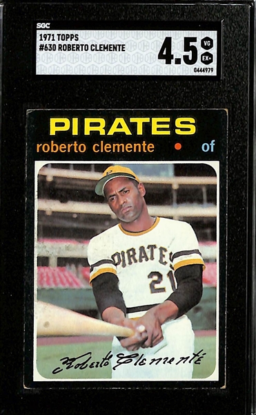 Lot of (5) Topps SGC Graded Roberto Clemente Cards w. 1971 Topps #630 SGC 4.5
