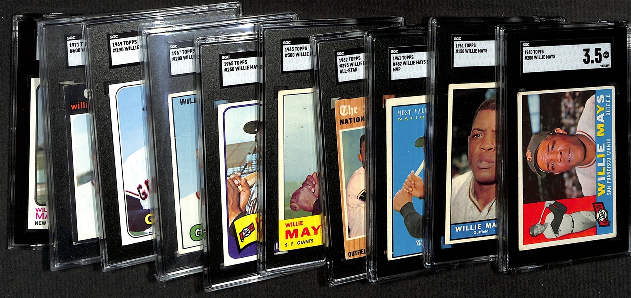 Lot of (10) 1960-'73 SGC Graded Topps Willie Mays Cards
