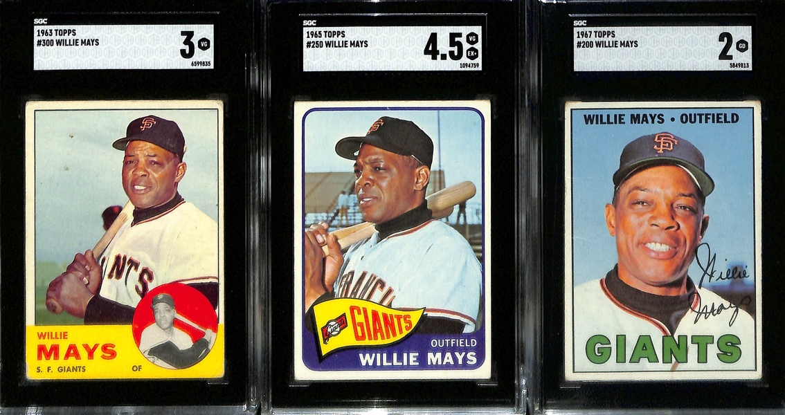 Lot of (10) 1960-'73 SGC Graded Topps Willie Mays Cards