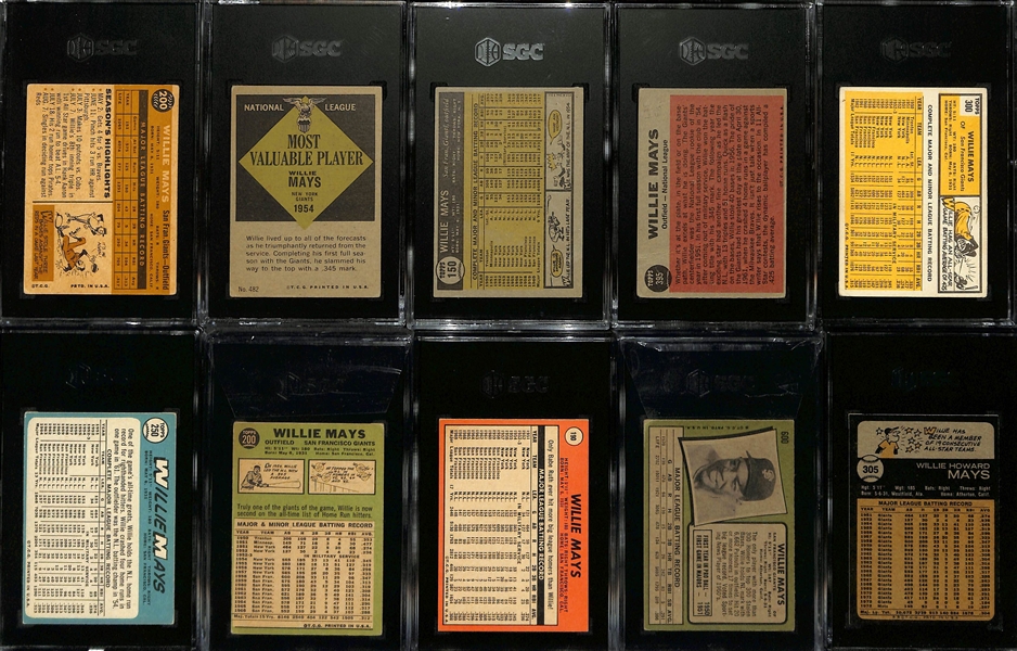 Lot of (10) 1960-'73 SGC Graded Topps Willie Mays Cards