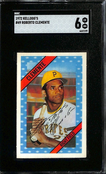 Lot of (6) 1957-'73 SGC Graded Roberto Clemente Cards w. 1972 Kellogg's #49 SGC 6