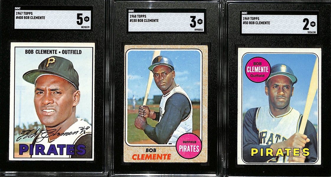 (7) 1962-'69 Topps SGC Graded Roberto Clemente Cards w. 1965 Topps #160 SGC 5