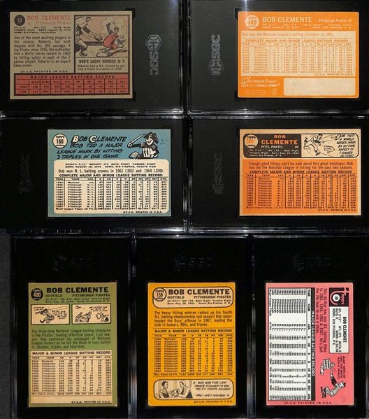 (7) 1962-'69 Topps SGC Graded Roberto Clemente Cards w. 1965 Topps #160 SGC 5
