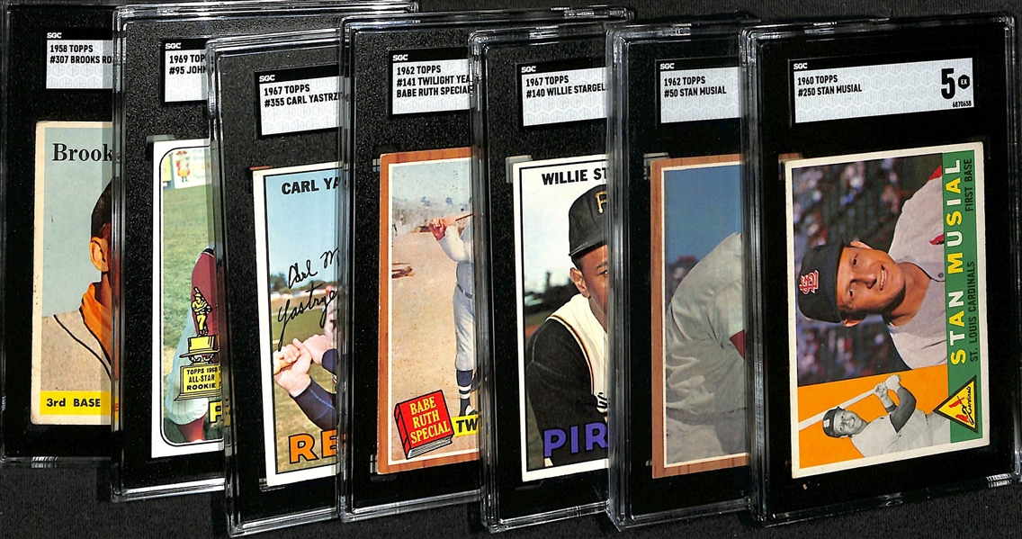 Lot of (7) Topps SGC Graded Baseball HOFer Cards w. 1960 Topps Stan Musial SGC 5