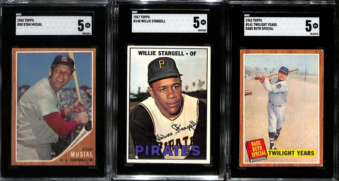 Lot of (7) Topps SGC Graded Baseball HOFer Cards w. 1960 Topps Stan Musial SGC 5