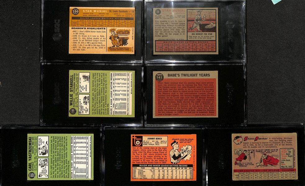 Lot of (7) Topps SGC Graded Baseball HOFer Cards w. 1960 Topps Stan Musial SGC 5