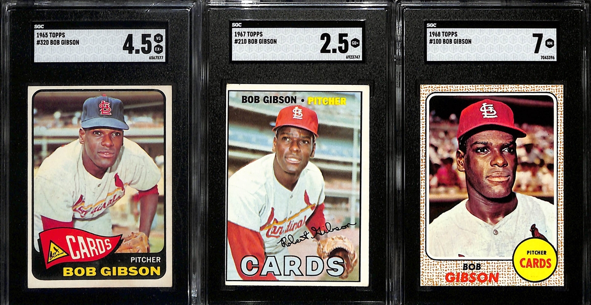 (6) SGC Graded Topps Baseball Cards of HOFer Bob Gibson w. 1963 Topps #415 SGC Graded 6