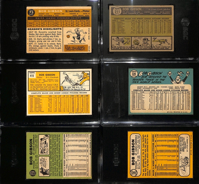(6) SGC Graded Topps Baseball Cards of HOFer Bob Gibson w. 1963 Topps #415 SGC Graded 6