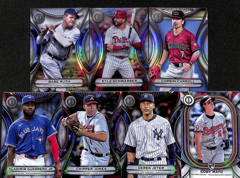 Lot of (17) Topps Tribute Baseball Cards w. Mookie Betts Relic #/50 & Aaron Judge Relic #/99