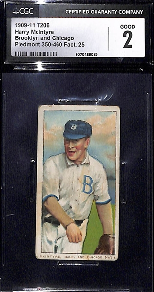 Lot of (4) CGC Graded 1909-11 T206 Baseball Cards w. Elmer Flick (HOF) CGC 1