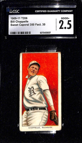Lot of (4) CGC Graded 1909-11 T206 Baseball Cards w. Elmer Flick (HOF) CGC 1
