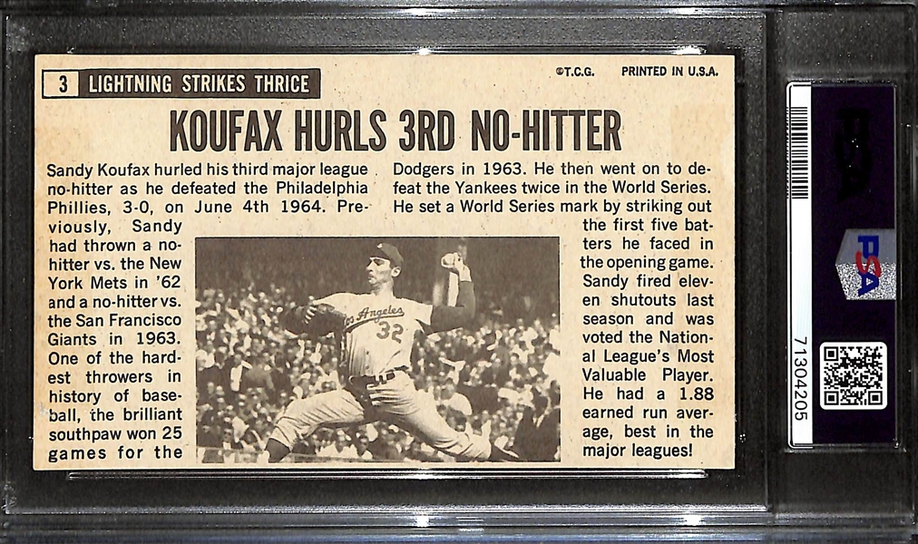 Signed 1964 Topps Giants Sandy Koufax #3 - PSA/DNA Authenticated/Slabbed (8 Autograph Grade)