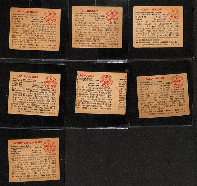 Lot of (45) 1950 Bowman Baseball Cards w. Pee Wee Reese and Gil Hodges.