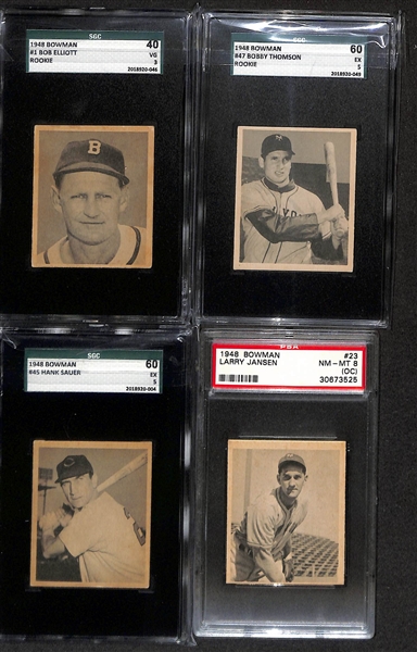 Lot of (10) 1948 Bowman Baseball Cards w. (6) Graded inc. Bob Elliott SGC 3