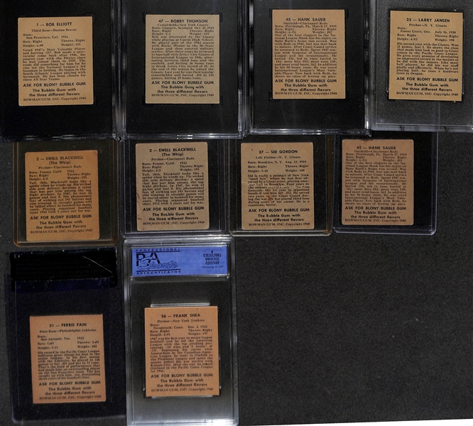Lot of (10) 1948 Bowman Baseball Cards w. (6) Graded inc. Bob Elliott SGC 3