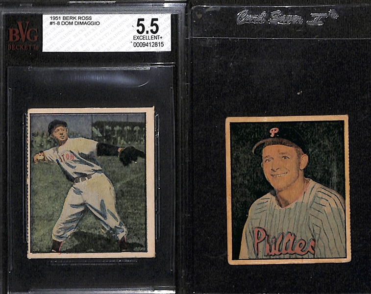 Lot of (2) 1951 & (2) 1952 Berks Ross,  (2) 1952 Bowman Baseball Cards w. 1952 Berks Ross Maglie SGC 4 