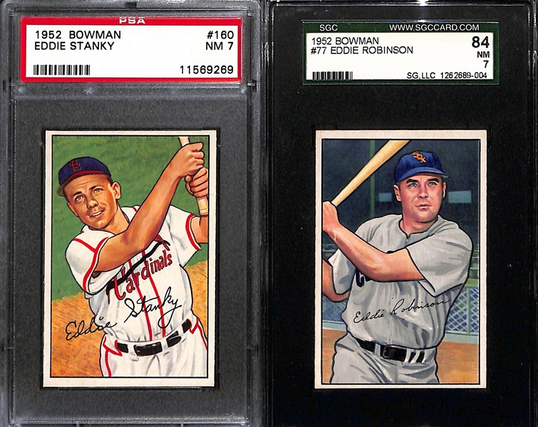 Lot of (2) 1951 & (2) 1952 Berks Ross,  (2) 1952 Bowman Baseball Cards w. 1952 Berks Ross Maglie SGC 4 