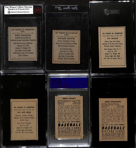 Lot of (2) 1951 & (2) 1952 Berks Ross,  (2) 1952 Bowman Baseball Cards w. 1952 Berks Ross Maglie SGC 4 