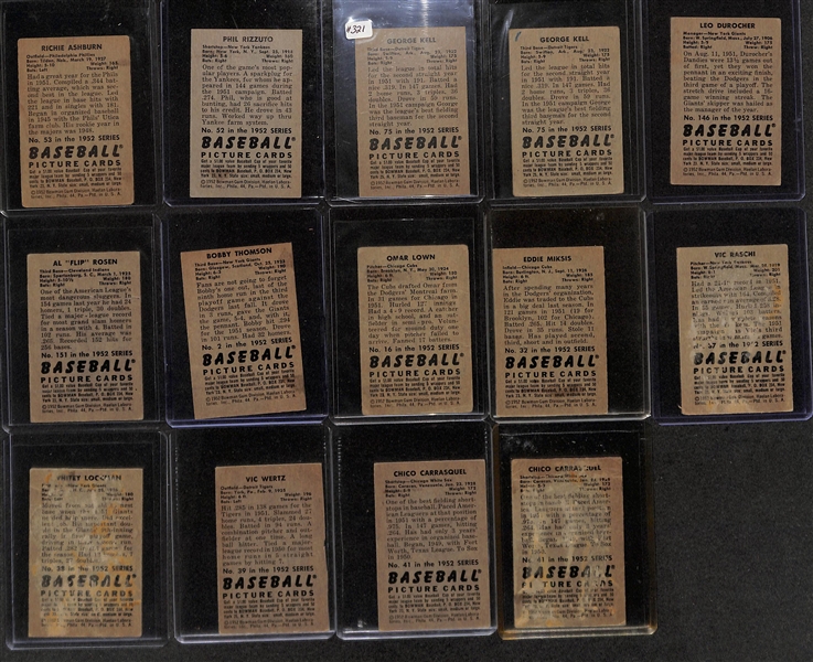 Lot of (120) Assorted 1952 Baseball Cards w. Richie Ashburn