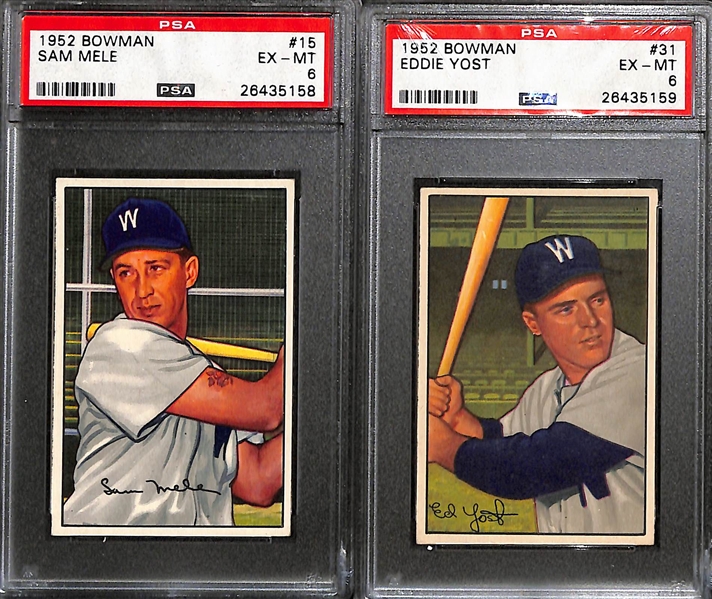 Lot of (10) 1952 Bowman PSA 6 Baseball Cards inc. Del Ennis