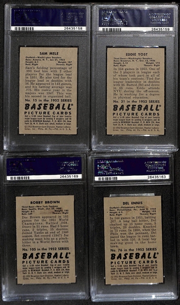 Lot of (10) 1952 Bowman PSA 6 Baseball Cards inc. Del Ennis