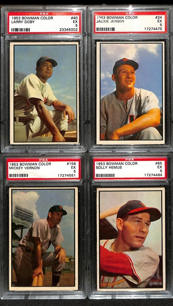 Lot of (8) PSA Graded 1953 Bowman Color Baseball Cards w. Larry Doby PSA 5