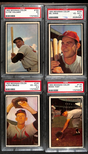 Lot of (8) PSA Graded 1953 Bowman Color Baseball Cards w. Larry Doby PSA 5