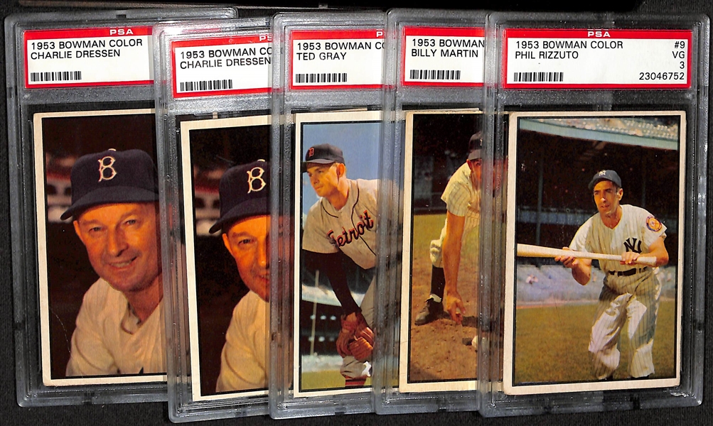 Lot of (5) 1953 PSA Graded Bowman Color Baseball Cards w. Billy Martin 4