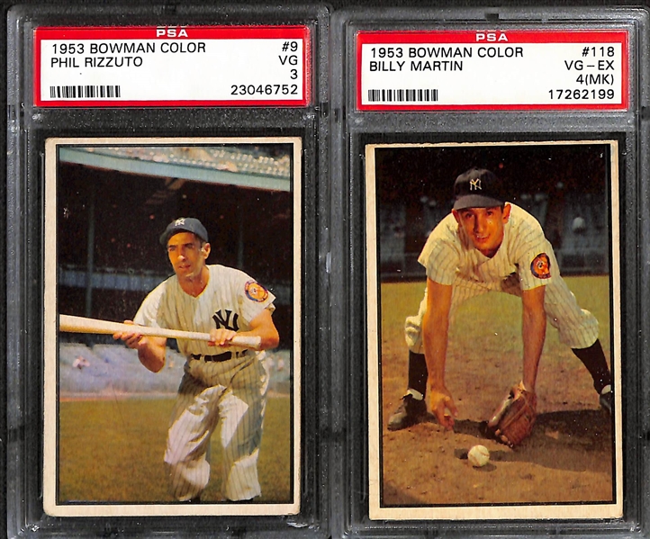 Lot of (5) 1953 PSA Graded Bowman Color Baseball Cards w. Billy Martin 4