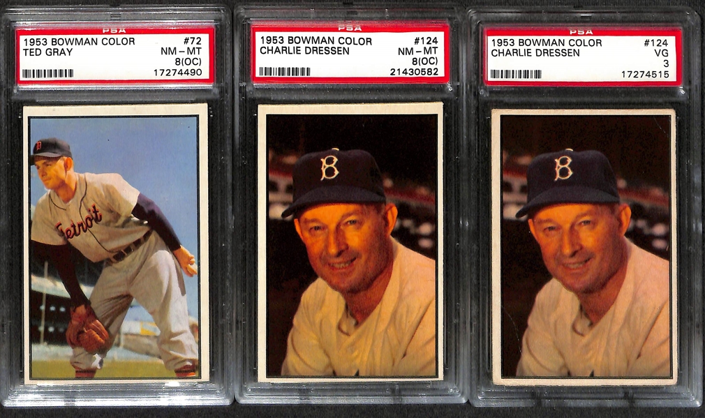 Lot of (5) 1953 PSA Graded Bowman Color Baseball Cards w. Billy Martin 4
