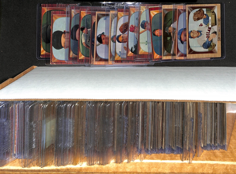 Lot of (185) Different 1955 Bowman Baseball Cards w. Early Winn, Roy Campanella