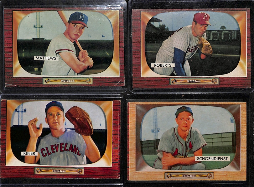 Lot of (185) Different 1955 Bowman Baseball Cards w. Early Winn, Roy Campanella