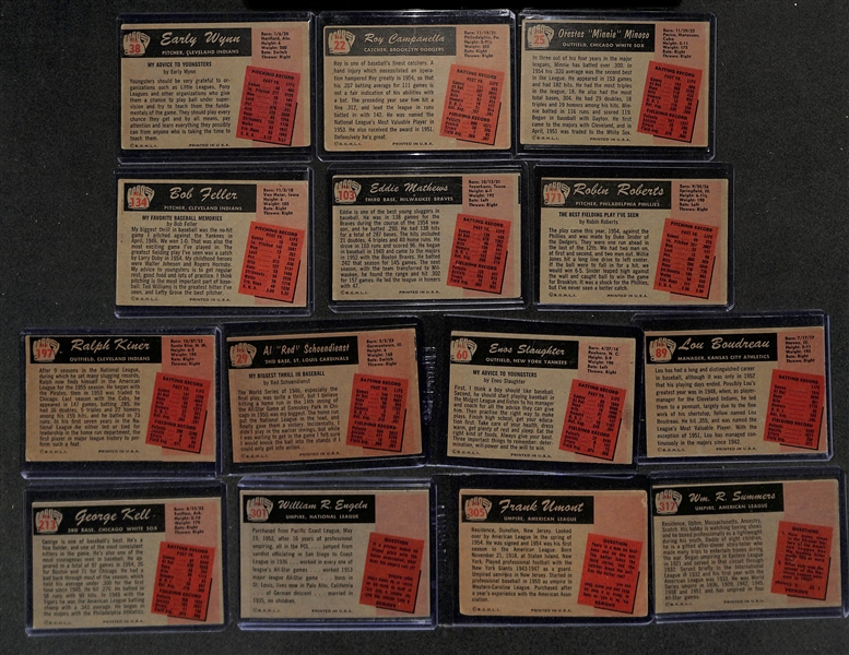 Lot of (185) Different 1955 Bowman Baseball Cards w. Early Winn, Roy Campanella