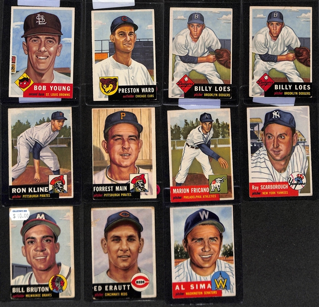 Lot of (39) 1953 Topps Baseball Cards w. George Kell (HOF)