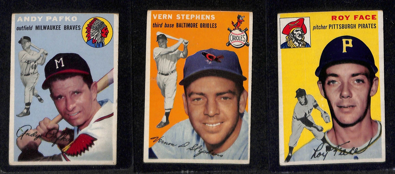 Lot of (73) 1954 Topps Baseball w. Bob Cain BRCR 3 & Larry Doby (HOF)