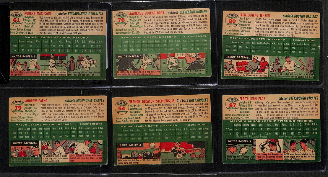 Lot of (73) 1954 Topps Baseball w. Bob Cain BRCR 3 & Larry Doby (HOF)