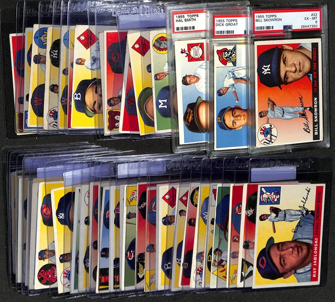 Lot of (43) 1955 Topps Baseball w. Bill Skowron (RC) PSA 6