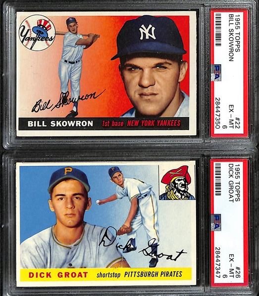 Lot of (43) 1955 Topps Baseball w. Bill Skowron (RC) PSA 6