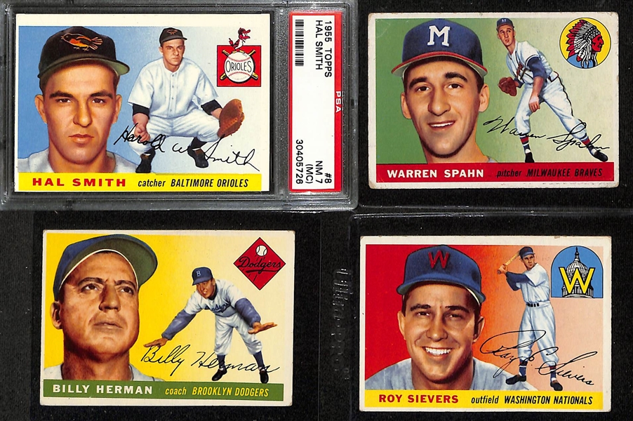 Lot of (43) 1955 Topps Baseball w. Bill Skowron (RC) PSA 6