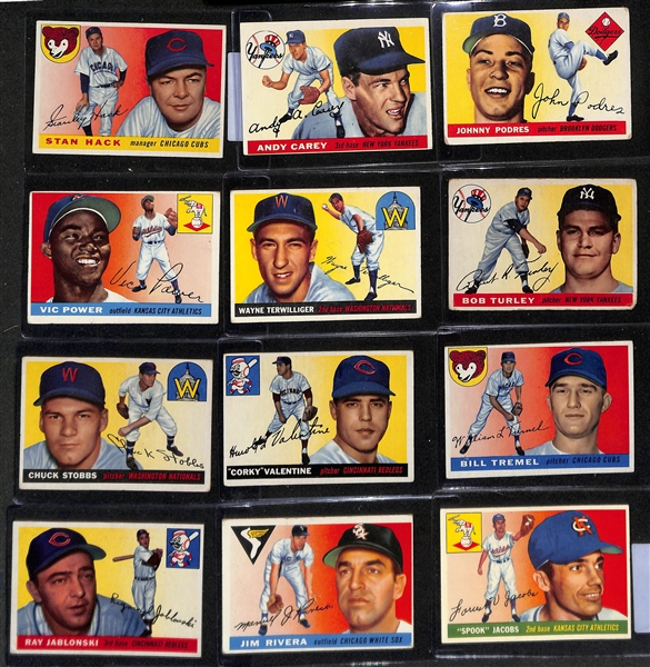Lot of (43) 1955 Topps Baseball w. Bill Skowron (RC) PSA 6
