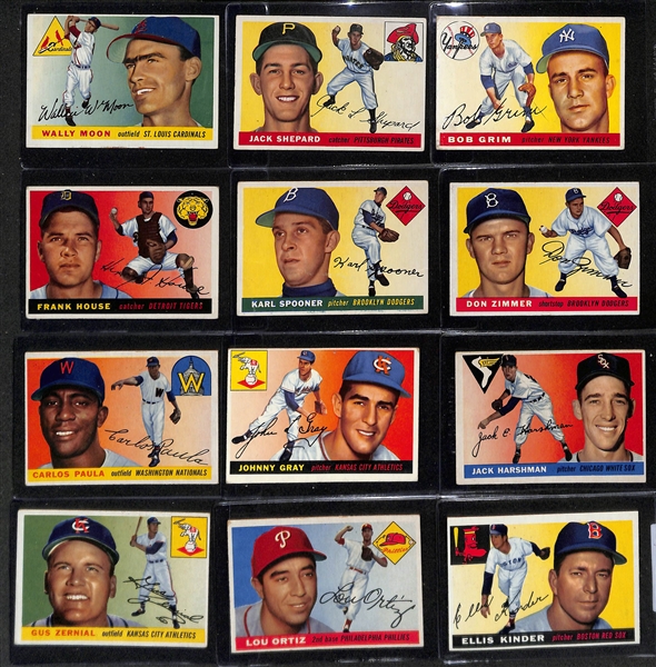 Lot of (43) 1955 Topps Baseball w. Bill Skowron (RC) PSA 6