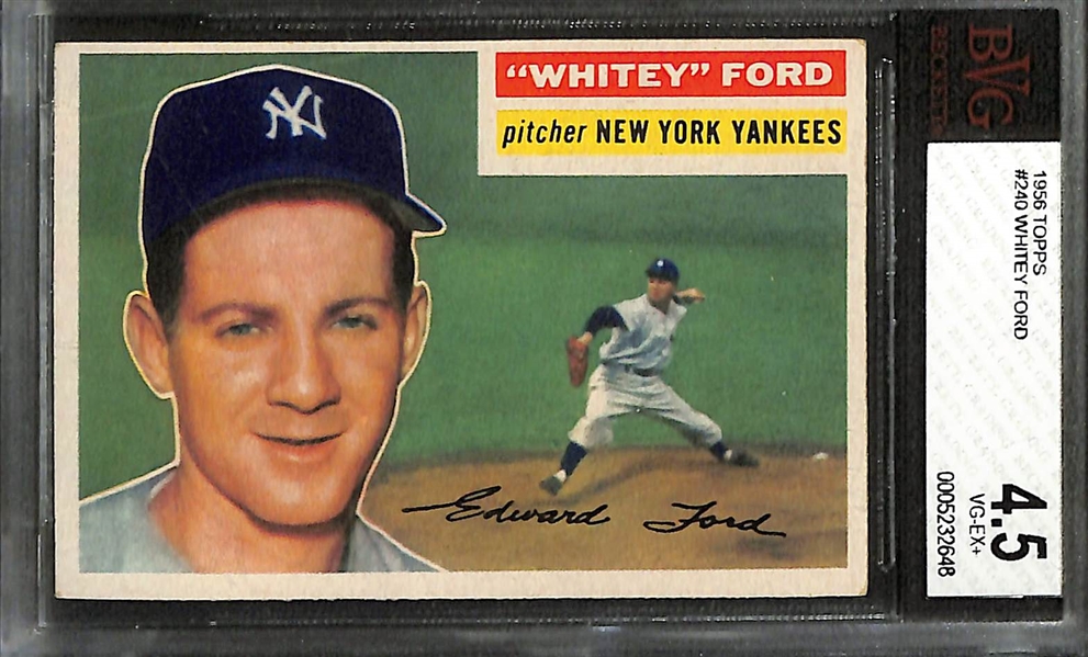 Lot of (6) Graded 1956 Topps Baseball w. Whitey Ford BVG 4.5