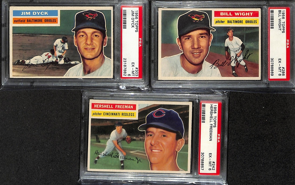 Lot of (6) Graded 1956 Topps Baseball w. Whitey Ford BVG 4.5