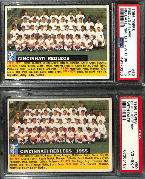 Lot of (22) 1956 Topps Team Cards w. (6) Graded inc. Milwaukee Braves BVG 6