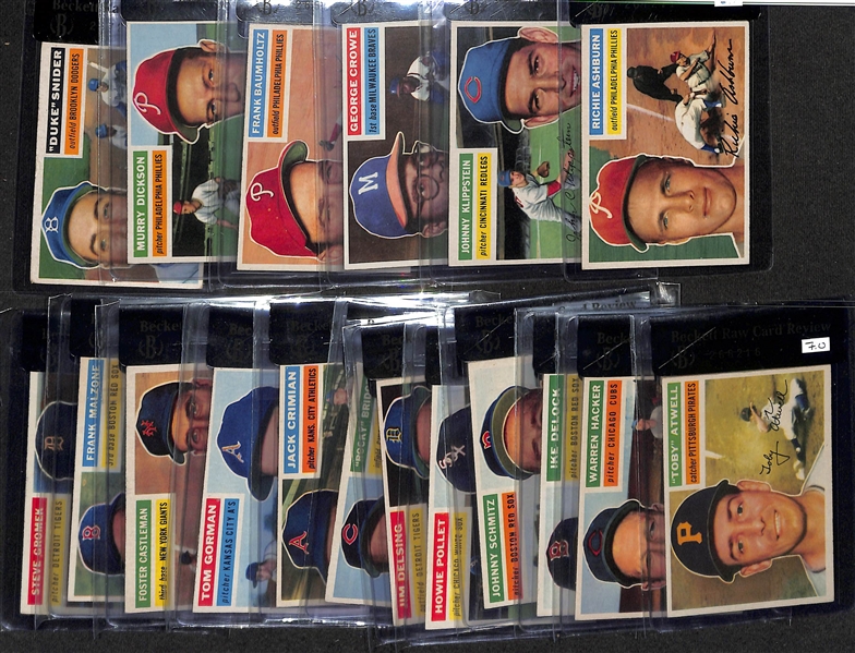 Lot of (18) BCRVC 1956 Topps Baseball Cards w.  Richie Ashburn BRCR 6.5